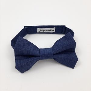 CHILD'S BOWTIE Navy Blue Chambray Velcro Closure